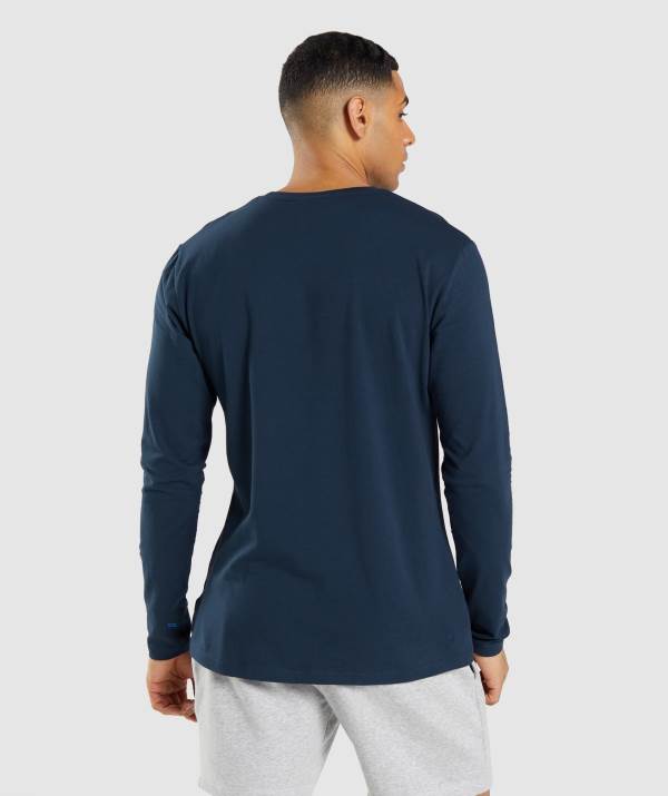 Panske Mikiny Gymshark Essential Long Sleeve Námornícka Modrá | XD4126897